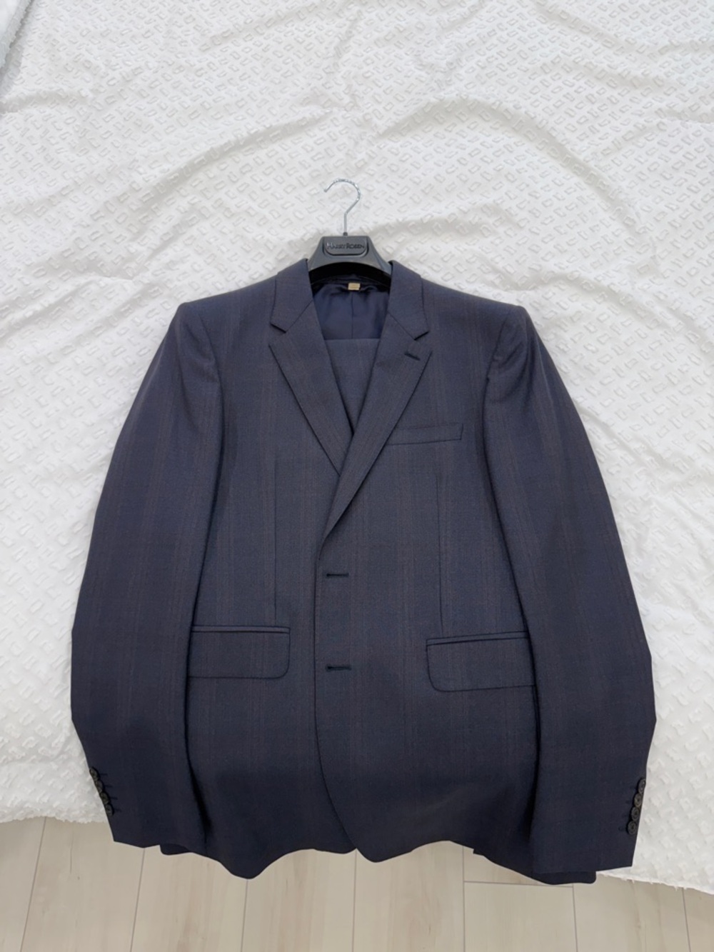 Burberry Dark Navy Pinstripe Suit Jacket
